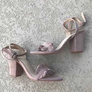Vince Camuto, Rose suede ruffle heel